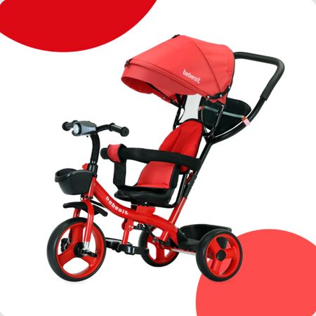 Triciclo Con Barral Y Capota Asiento Giratorio 360° Rojo Bebesit Sl-1870-v1-a Premium