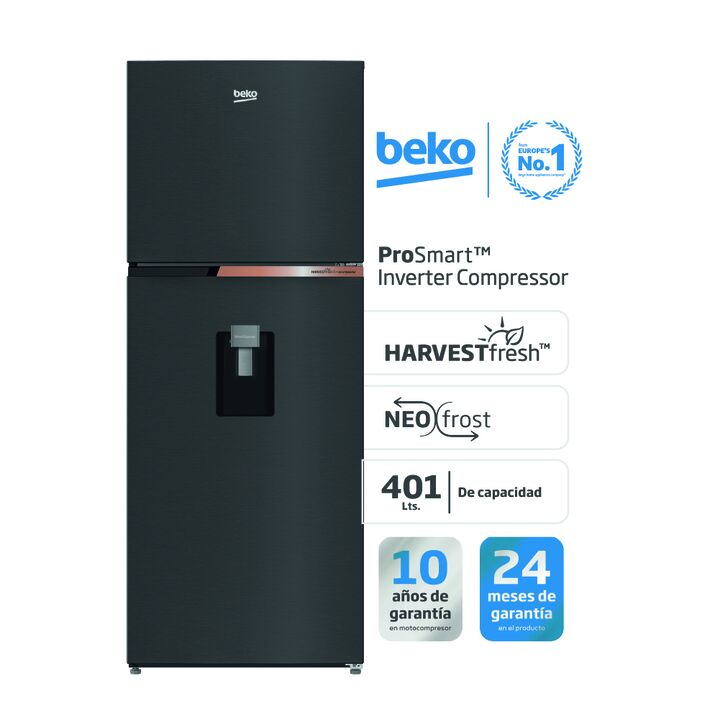 Heladera Beko Inverter No Frost 401l Black Inox - Vista 1
