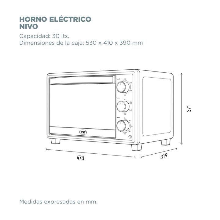 Horno electrico TST Nivo 30lts - Vista 5