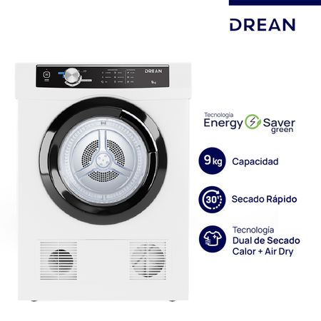 Secarropa Automatico Por Calor Drean 9 KG Blanco - Sed090vbcl