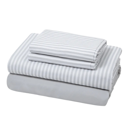 Sabanas LINES 4 piezas Queen rayada Gris