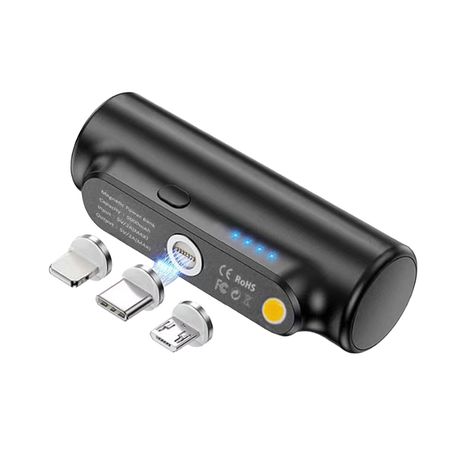 Cargador Portátil Negro Gadnic Mini power Bank USB C Lightning 5000mah 