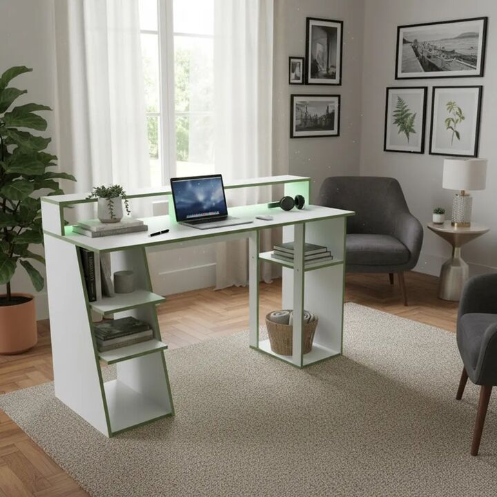 Escritorio Blanco/Verde Fiplasto Estilo Gamer ES0009 - Vista 2