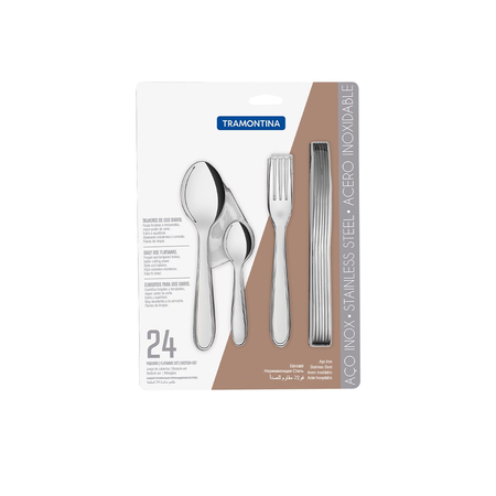 Juego Cubiertos Blister Tramontina Acero Inox Maresias 24pzs Plateado