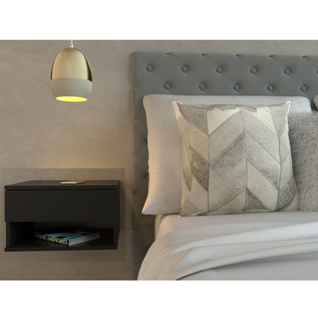 Mesa De Luz Flotante 1 Cajon Tables Cod: 6448 Negro