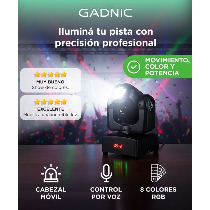 Luz LED Para DJ Gadnic Cabezal Móvil 40w Bid Dipper 220v - Vista 2