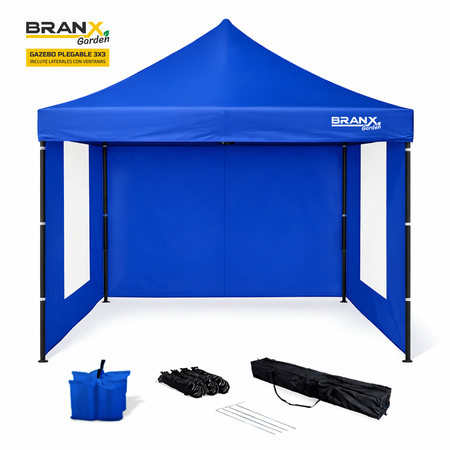 Gazebo 3x3 Metros Con Paredes Branx Autoarmable Plegable