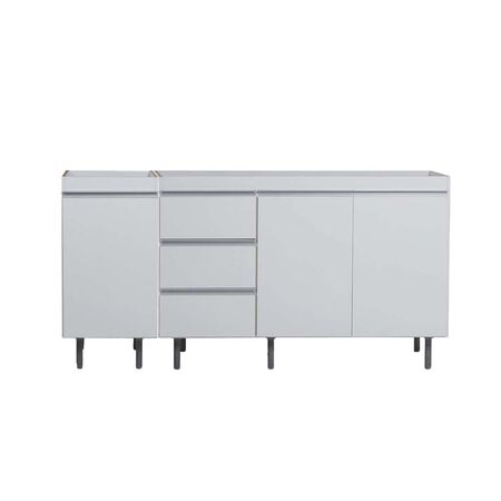 BAJO MESADA ARCO 160 CM RICCHEZZE BLANCO ALUMINIO (120 + 40 CM)