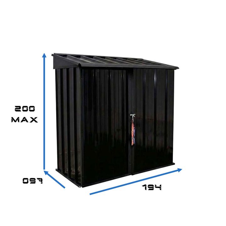 Armario Deposito Galpon de jardin Casi 2x1x2 Techo 1 agua Negro DON ACERO - Vista 2