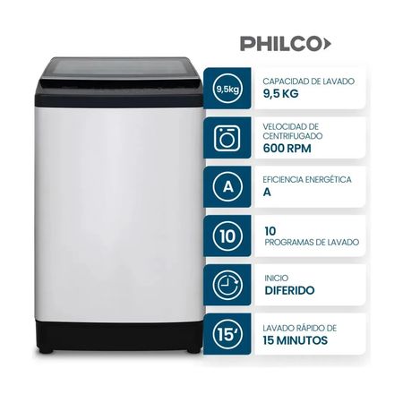 Lavarropas Automatico Phcs1402b2 9.5k 600rpm Philco