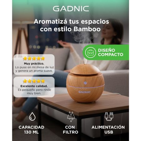 Difusor Gadnic Humidificador Aromatizante para Aceites 130mL Bamboo