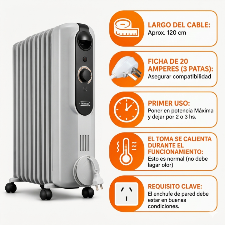 Radiador De Aceite Delonghi Trrse1225 2500w Easytronic 75m3 - Vista 3