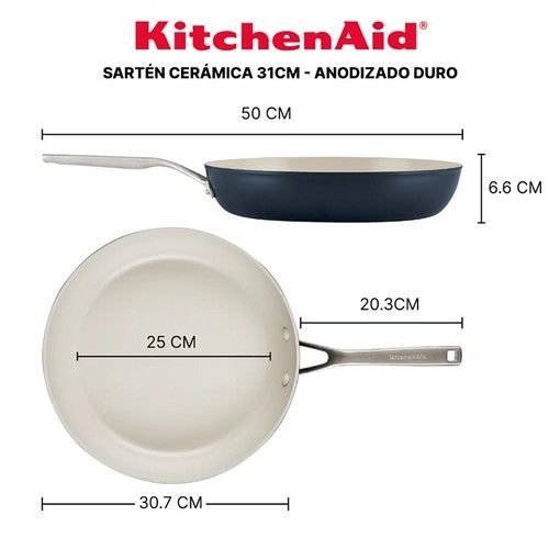 Sarten Kitchenaid Antiadherente Ceramico 31 Cm Negro - Vista 3