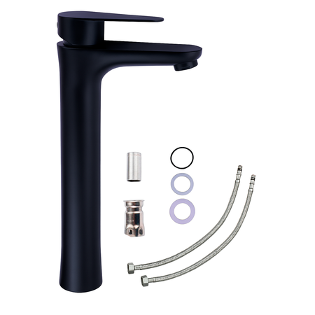 Griferia Lavatorio Monocomando Alto Novohome Acero Inox Negro