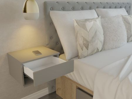 Mesa De Luz Linea Minimal Flotante C/1caj 6448 Gris C Tables