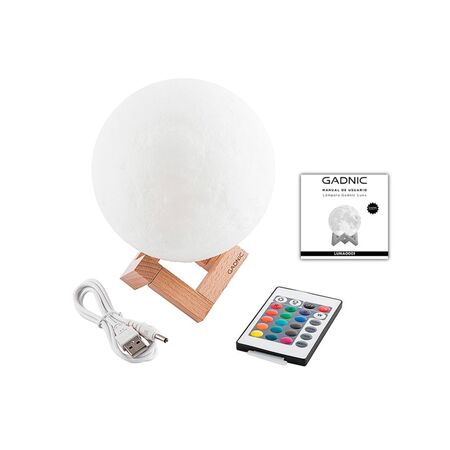 Lámpara Gadnic Luna 13cm 16 Colores RGB + Blanco Luz Cálida y Fría 5V