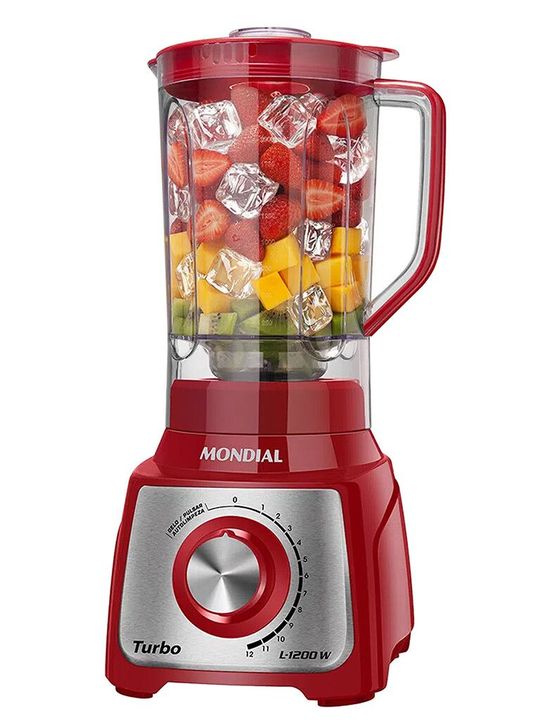 Licuadora Mondial Turbo Inox L-1200 RI 1200W 12 Velocidades 3L Rojo - Vista 3