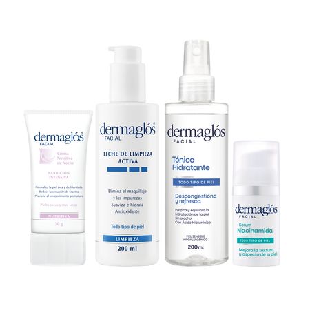 Dermaglos Set Rutina Facial Piel Seca + Serum Niacinamida
