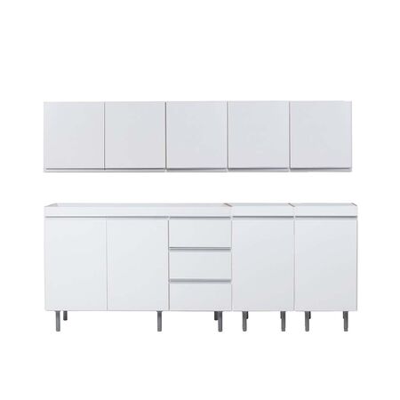 Bajo Mesada + Alacena Arco De 2 Metros Perfil J Blanco Aluminio