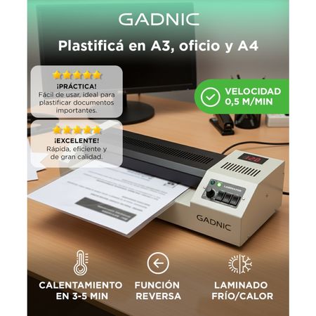 Plastificadora Gadnic PLA3 A3/OF/A4