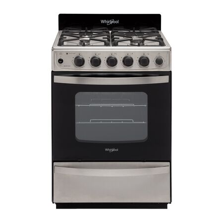 Cocina A Gas Whirlpool 56 CM Acero Inox. Multigas Fundición Wfx57di