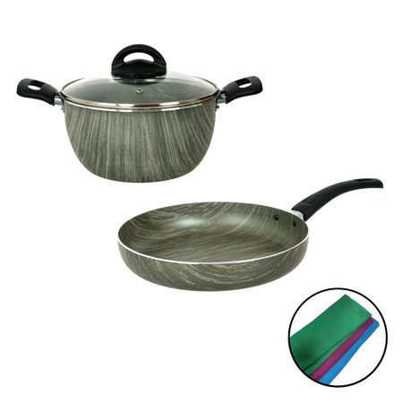 Bateria de Cocina Cacerola Sarten Tapa de Vidrio Aston Terra