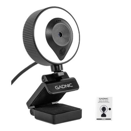 Camara Web Gadnic Full HD 1080P c/ Aro Led Webcam Meet Zoom