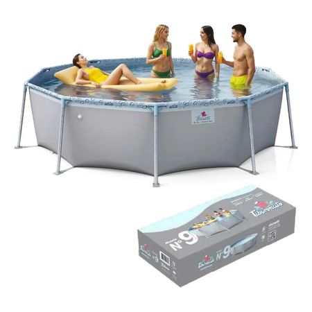 Pileta Piscina De Lona Tiburoncito N?9  5000l 300x70 Cm Gris Lisa