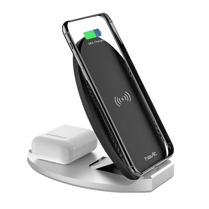CARGADOR INALÁMBRICO HAVIT PARA CELULAR 2EN1 W3005 - Vista 2