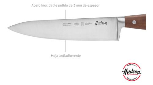 Cuchillo Chef 8 Acero Inoxidable Mango Madera Hudson Marrón - Vista 4