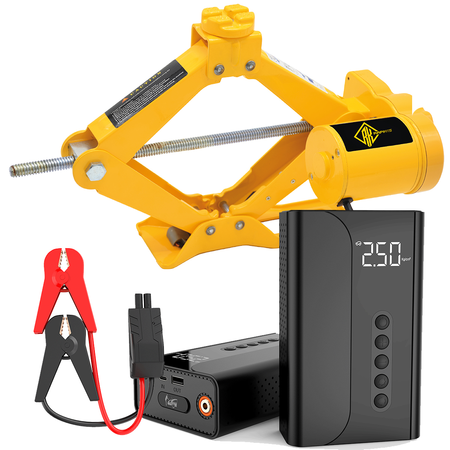KIT Crique Gato 3t Inflador Eléctrico Con Arrancador Bateria 12v