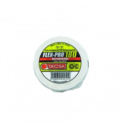 Cinta aisladora profesional blanca de PVC 19mm x 20m Tacsa