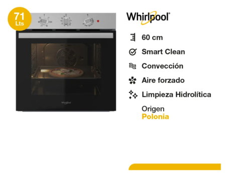 Horno Whirlpool Empotrable Eléctrico 71 Lts . Inoxidable
