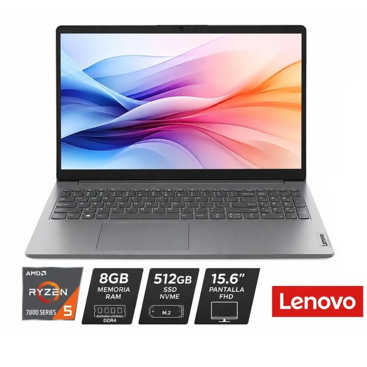 Combo NOTEBOOK LENOVO V15 G4 AMN – RYZEN 5 7520U – 8GB – SSD 512GB – 15,6” FHD+ mouse pad+ mouse inalámbrico - Vista 2