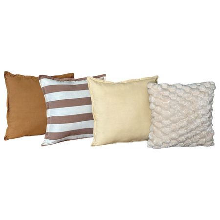 Pack X 4 Almohadones Tusor 50x50 y Peludo 45x45 Nordico cama