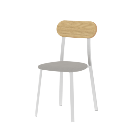 Silla Bolonia Cao Blanco Tapizado Gris SBO022