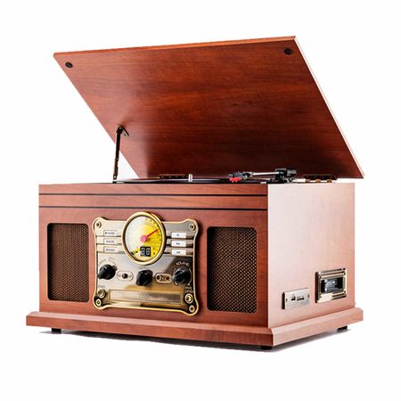 Tocadiscos Gadnic Soundix6 Vintage Bluetooth 3 Velocidades FM USB Cassette