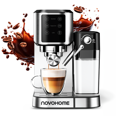 Cafetera Táctil Con Espumador 3 En 1 Novohome 1l 20bar
