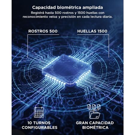 Control De Acceso Gadnic Biométrico Face ID 1500 Huellas 500 Rostros