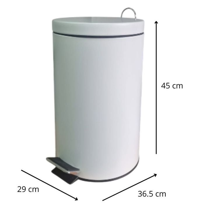 Tacho Basura 20 Lt Cesto Acero Inoxidable Cierre Lento Pedal Color blanco - Vista 2
