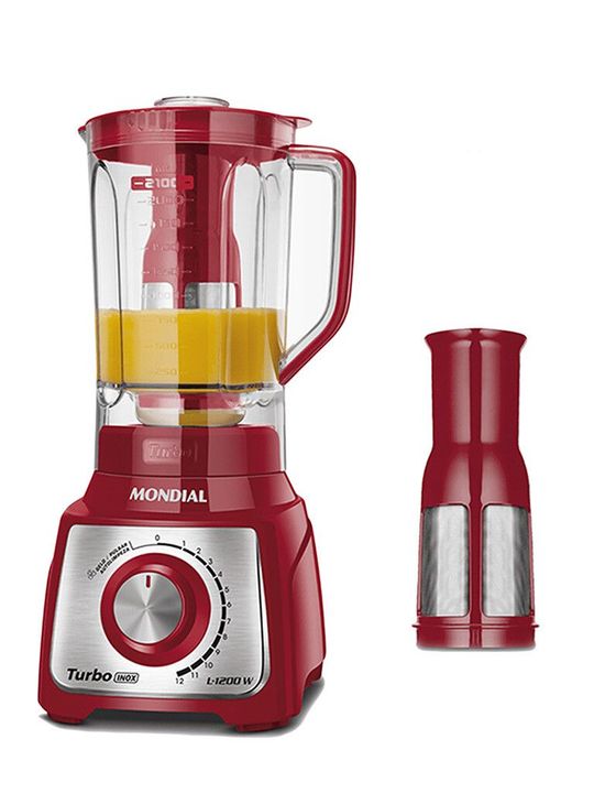 Licuadora Mondial Turbo Inox L-1200 RI 1200W 12 Velocidades 3L Rojo - Vista 5