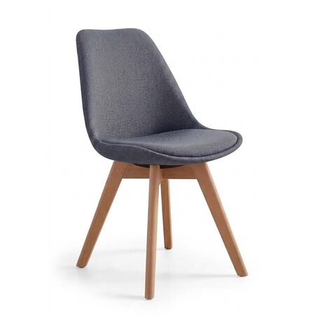SILLA MODERNA COMEDOR TULIP TELA GRIS CON ASIENTO ACOLCHADO Y RESPALDO