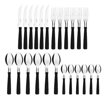 Juego de Cubiertos Tramontina New Kolor de 24 Pzs Color Negro Blister 03-23198/094