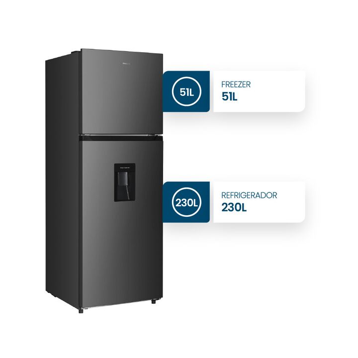 Heladera Philco PHNT267XD2 Top Mount Dispenser No Frost 281L Inox - Vista 3