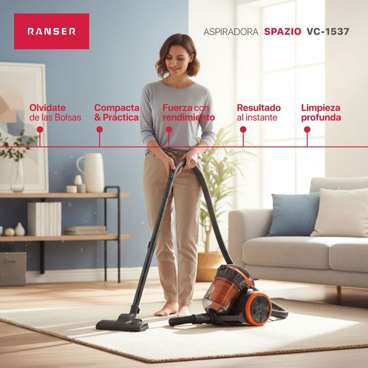 Aspiradora Ranser SPAZIO VC-1537 1500W 2,5Lts Filtro Hepa - Vista 2