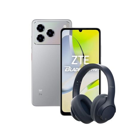 Combo ZTE A56 Pro 128GB 12GB RAM Grey + Auriculares Hune Over-ear Azul