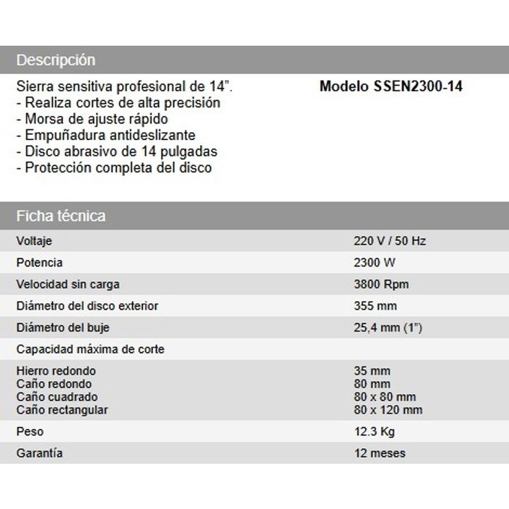 Sierra sensitiva de 14" MOD SSEN2300-14 DAIHATSU - Vista 4