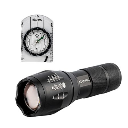 Linterna Táctica Militar Gadnic GD-LN37 Led 12000 Lúmenes Resistente al Agua + Brújula