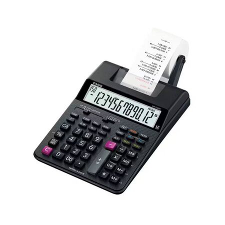 CALCULADORA DE ESCRITORIO CASIO HR-100RC -NEGRO, IMPRESORA, 12 DIGITOS, 2 LPS,