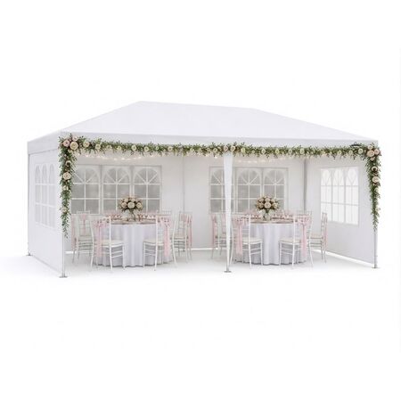 Gazebo 6 x 3 Metros South Port By Gadnic Para Eventos 4 Ventanas Lona PE Impermeable Exterior Carpa Pérgola